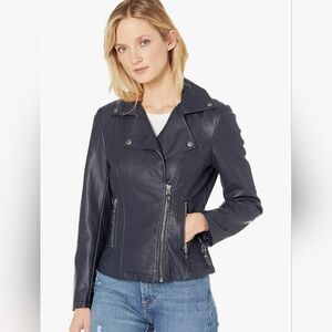 Max Studio Women's Navy Moto Jacket Size L